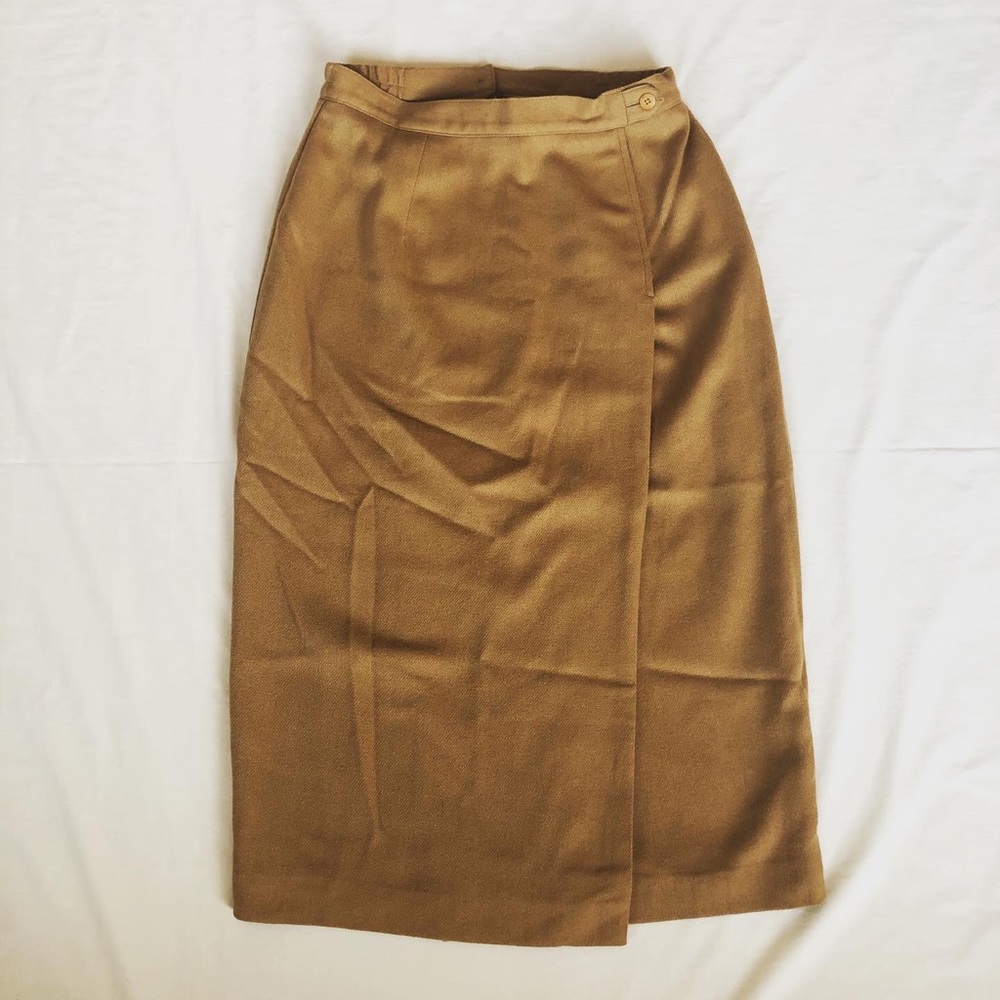 Vintage Wool Mustard brown Pencil Skirt